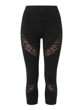 ALO Yoga High Waist Seamless Radiance Capri Leggings Black Nude Lined S